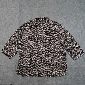 Susan Graver Top Womens 3X Liquid Knit Artsy Stretch Ruched Mock Neck 3/4 Sleeve